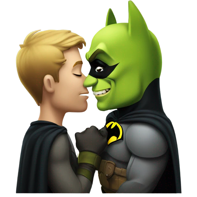 Batman kissing Shrek  emoji