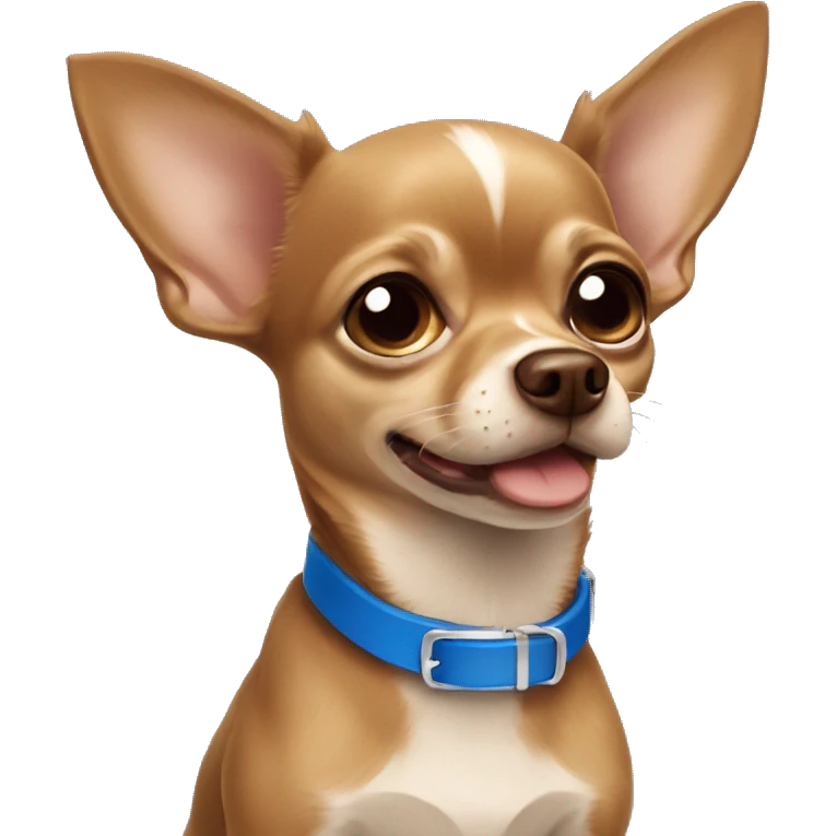 Brown Chihuahua with blue collar emoji