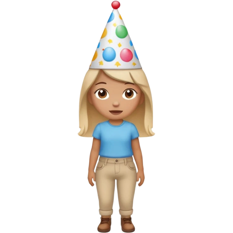 “Poopy pants” girl wearing a birthday hat  emoji