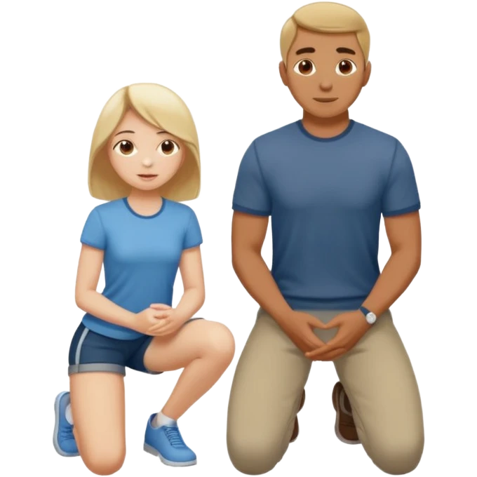 Girl on knees in front of standing man emoji