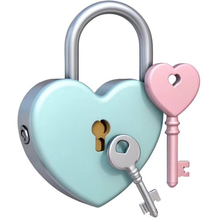 Romantic Pastel heart-shaped lock and key emoji