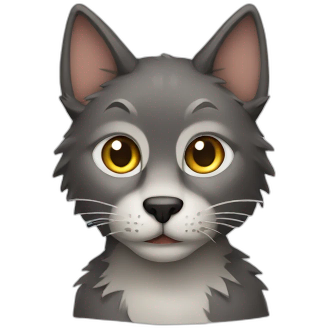 A cat that looks like a wolf emoji
