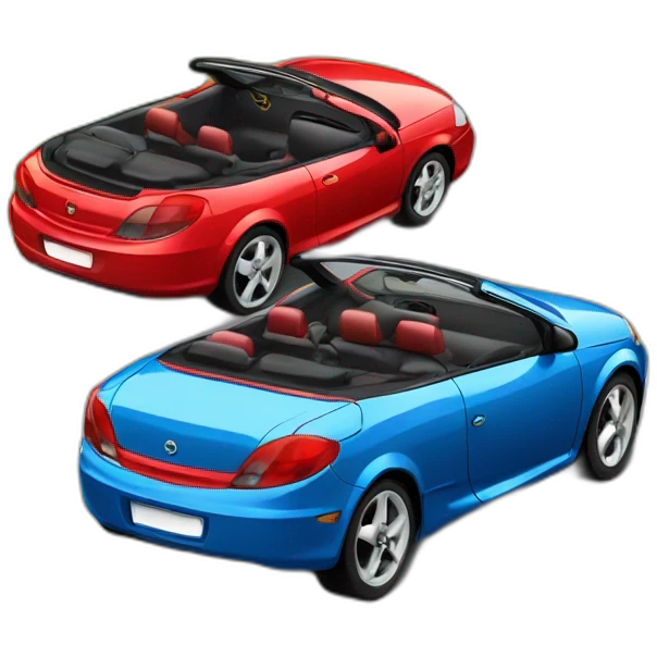 Black Opel Tigra cabrio with red seats emoji