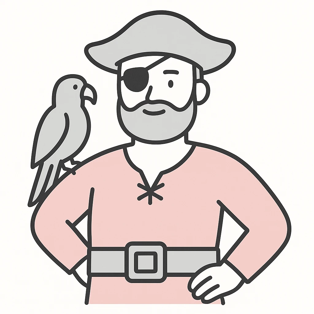 pirate with eye patch and parrot emoji