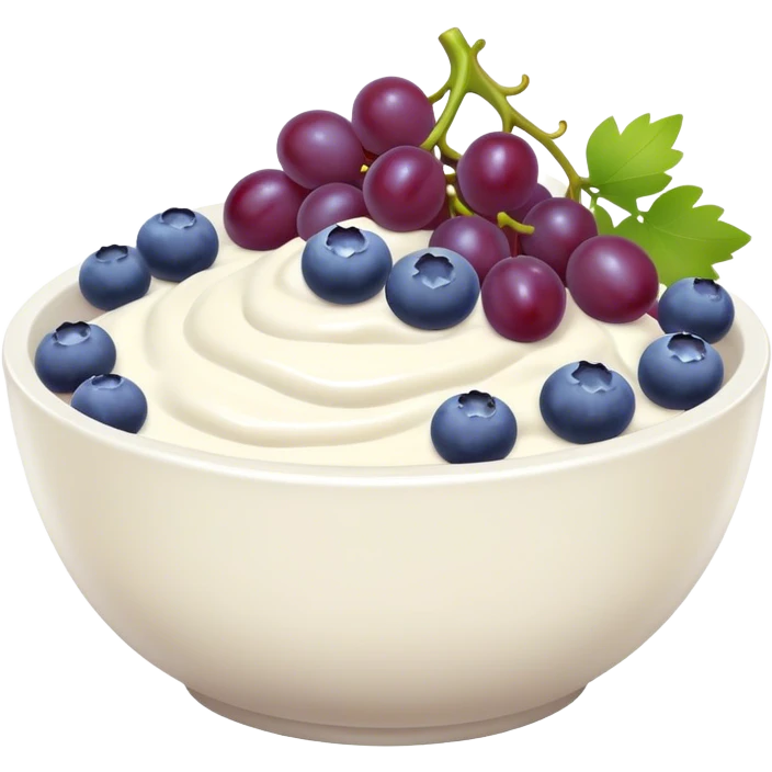 yoghurt bowl with grapes and blueberries emoji