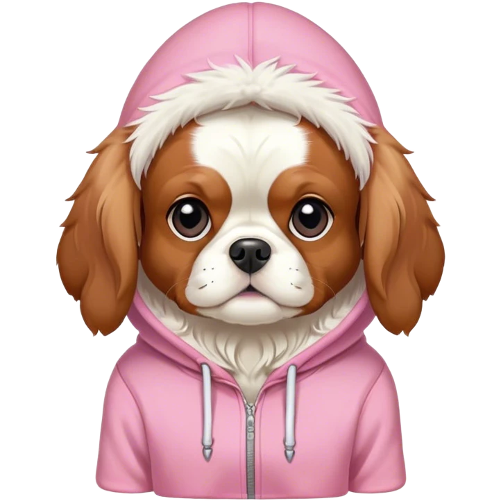 King Charles Spaniel Dog wearing a pink hoodie emoji