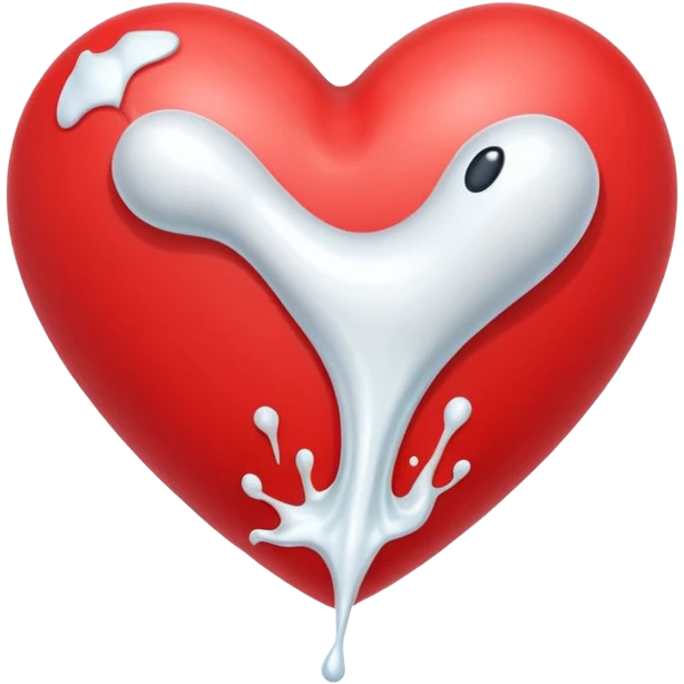 White sperm on Red heart emoji