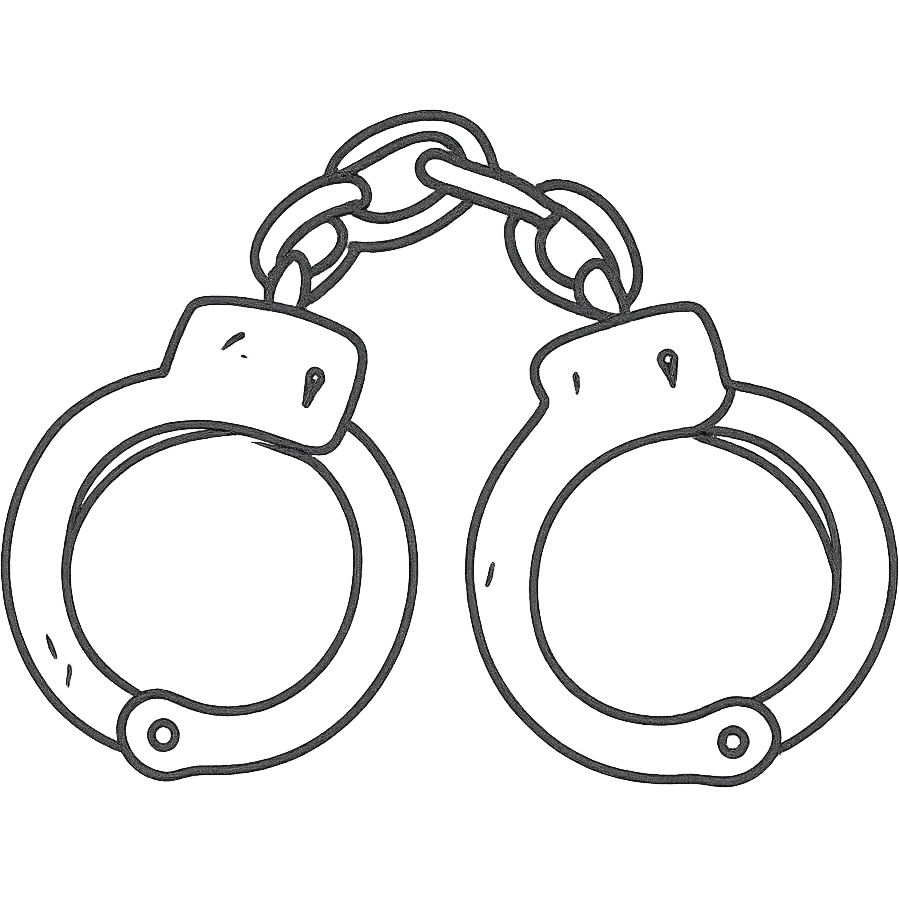 handcuff, simple black lines, hand drawn icon with no fill emoji
