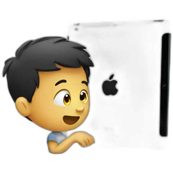 Boy watching ipad emoji