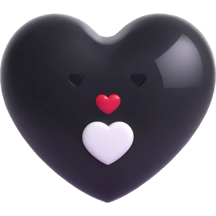 Chanel heart with a glossy finish, elegant, black and white color palette, 3D emoji style emoji