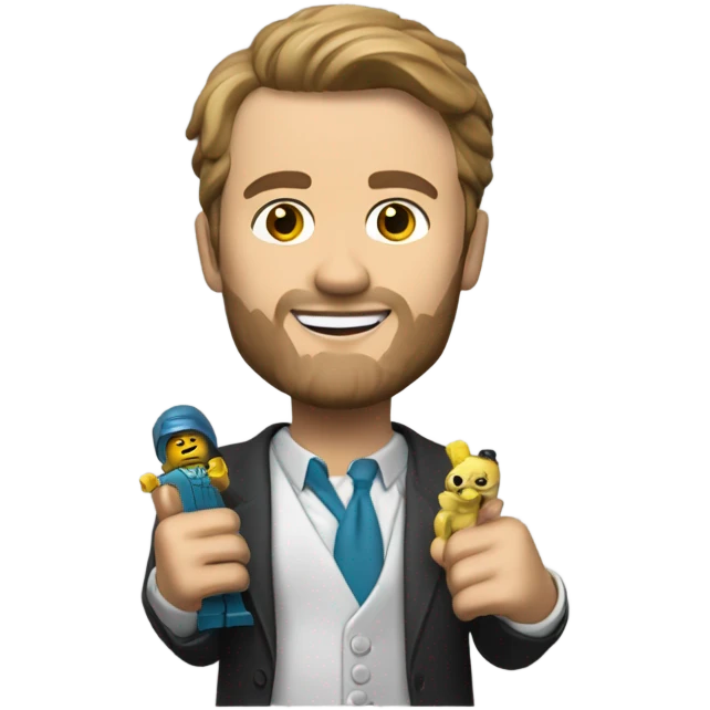 Dacid baszucki with a minifigure of himself emoji