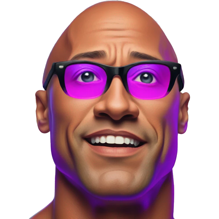 Synthwave The Rock in flubber style, oil paint, epic eyes, intricate lips, exquisite pose, beautiful, desirable, logical, Midsommar  emoji