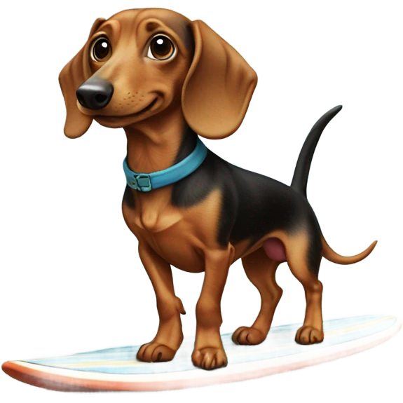 A teckel on a surf board emoji