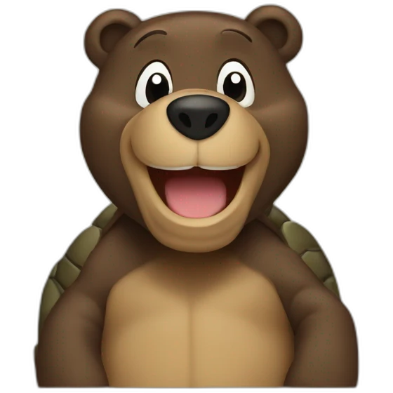 Turtle back brown bear happy  emoji