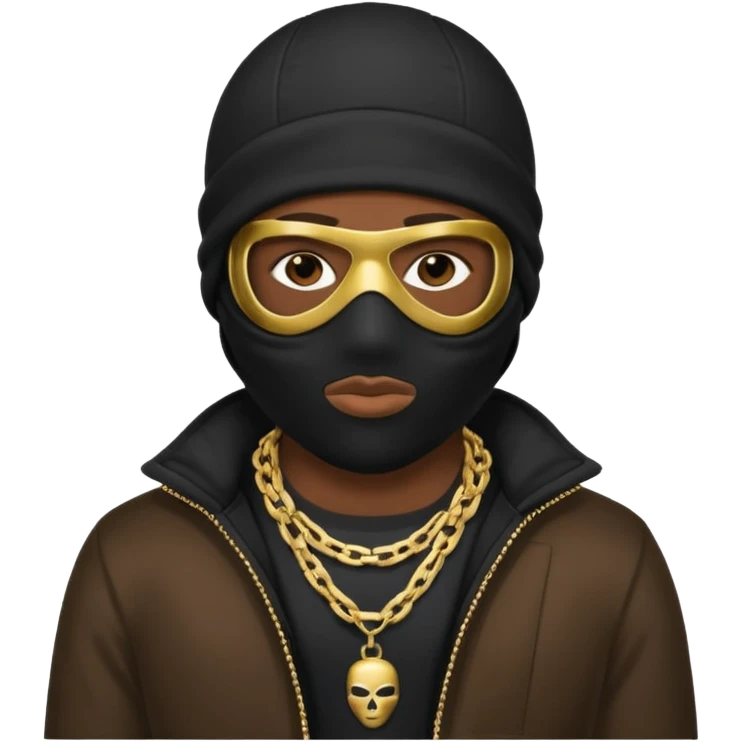 African American gangster mafia with a ski mask emoji