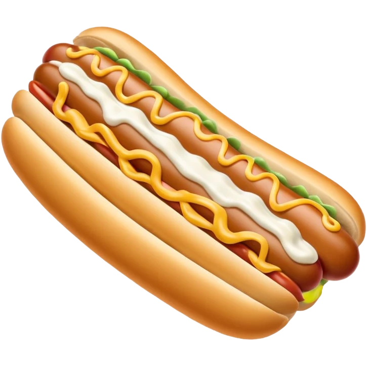 Plain hotdog with ranch sauce on top emoji