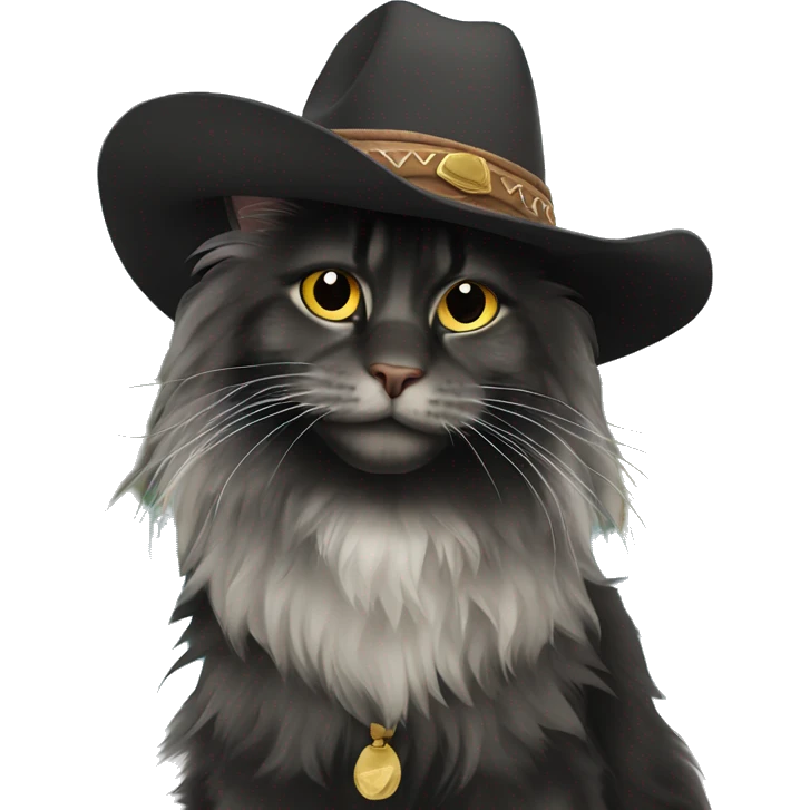 black maine coon with cowboy hat emoji