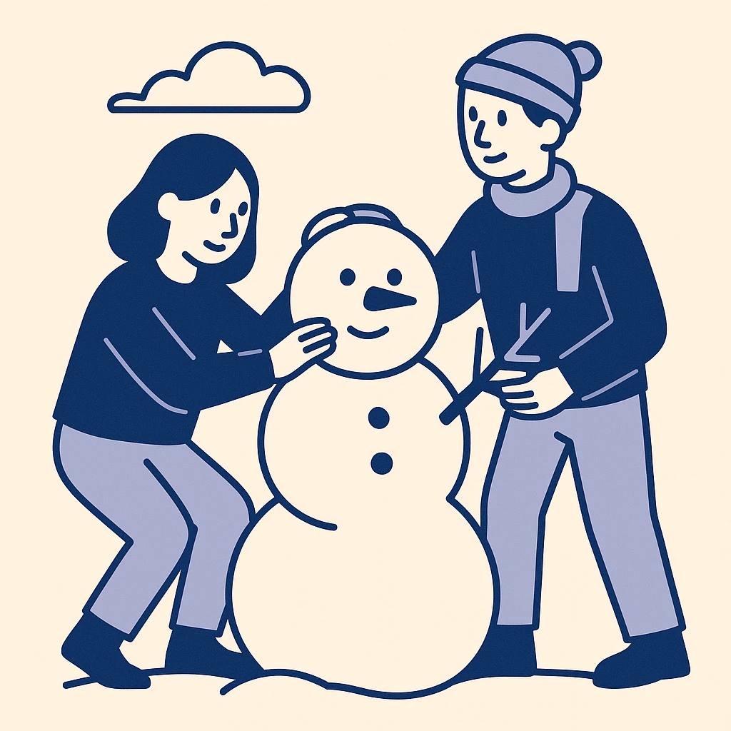 people making a snowman emoji
