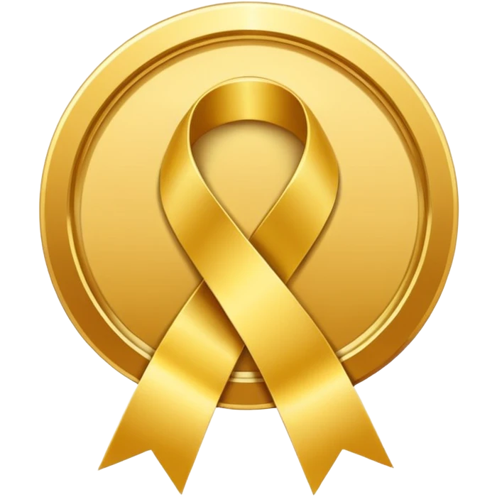 JUST THE CIRCLE  golden medal with a glossy finish, featuring a central gold awareness ribbon symbol emoji