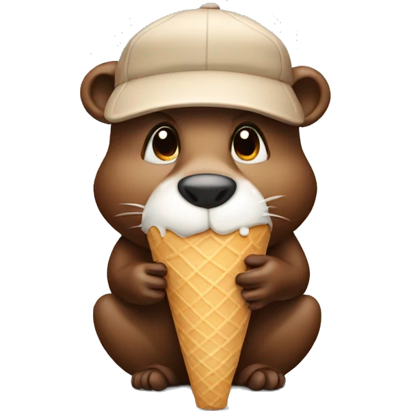 Beaver eating ice cream emoji