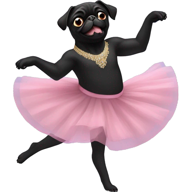 Black pug dancing ballet  emoji