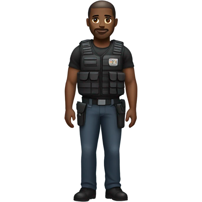 black man standing full body with stab vest  emoji