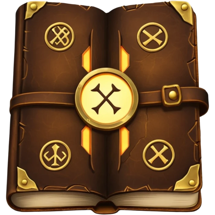 Spell Book – Old leather book with glowing runes and bookmarks emoji