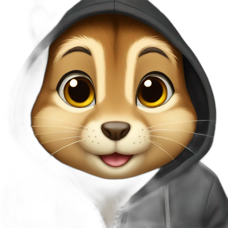 Chipmunk wearing a black hoodie emoji