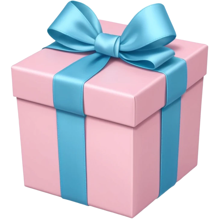 Light pink gift box with a pastel blue ribbon emoji