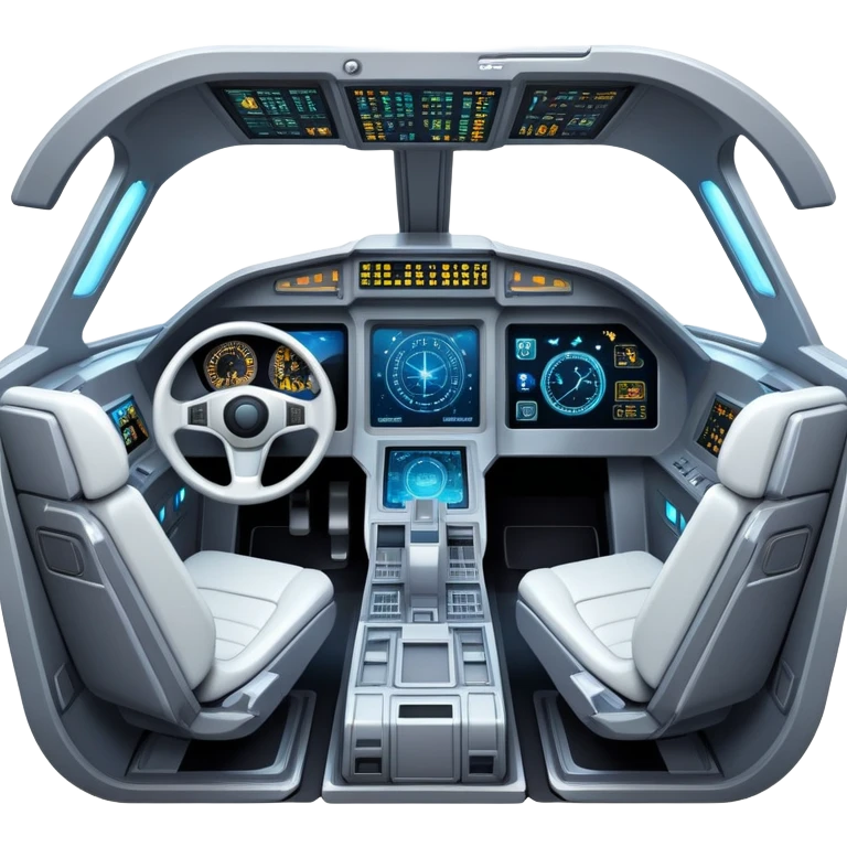 spaceship cockpit interior view with dashboard and stars visible through window emoji
