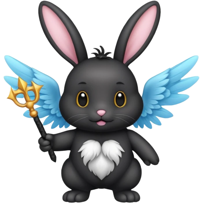 Black bunny with wings and with wand  emoji