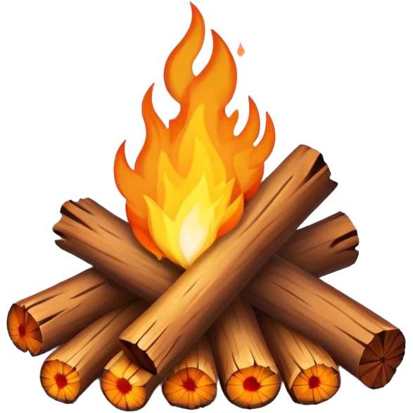 warm glowing campfire with logs and flames emoji