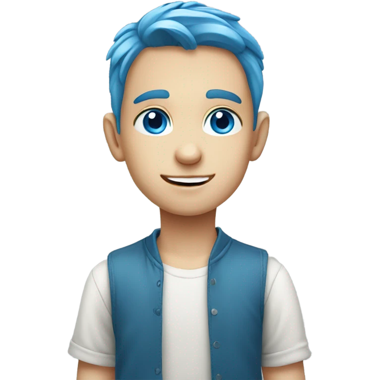 Young Caucasian boy with blue eyes and blue hair emoji
