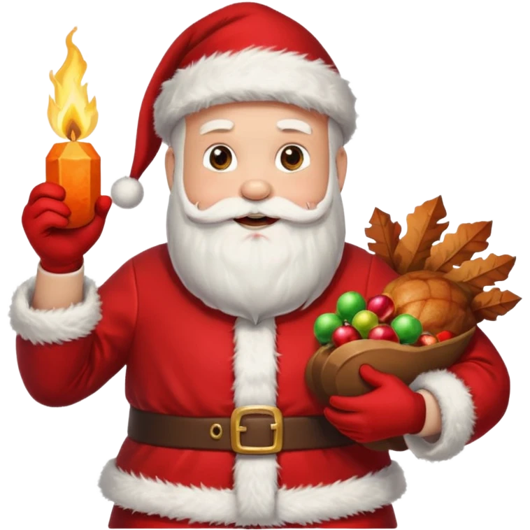 Santa holding tnt and a turkey emoji