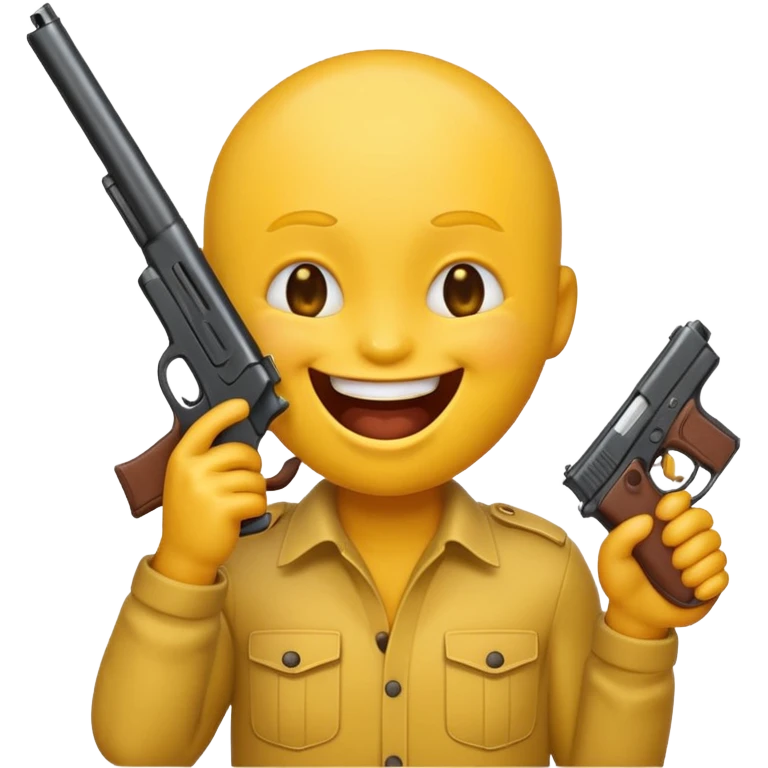 Laughing emoji with gun facing it  emoji