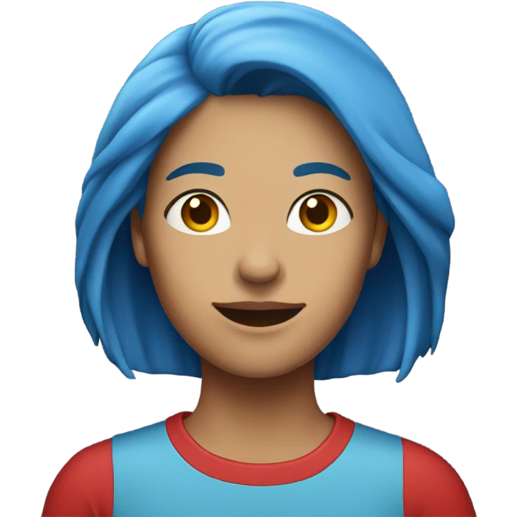 a woman with blue hair in red tshirt emoji
