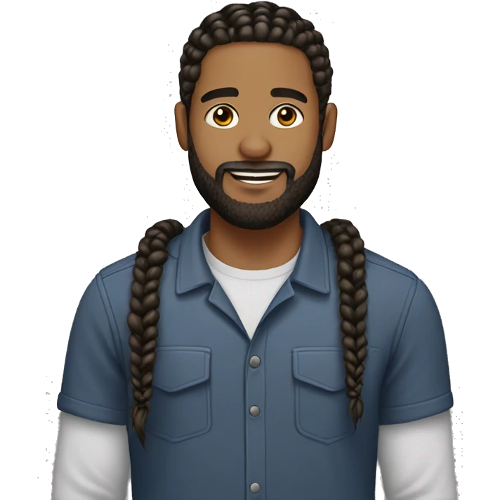 Light skin man beard and braids emoji