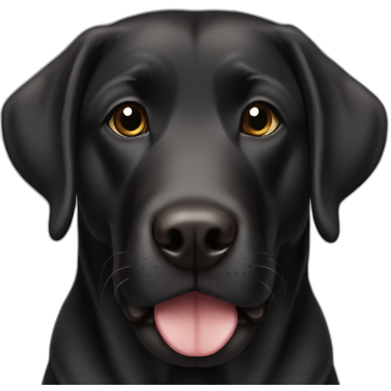 Black lab round chubby face small black eyes small tongue emoji