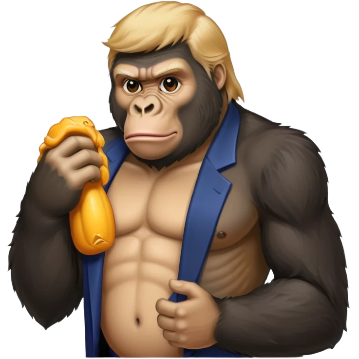 Gorilla holding Donald trump emoji