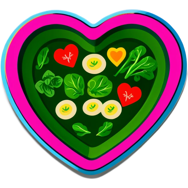 green salad in a pink heart shaped plate   emoji