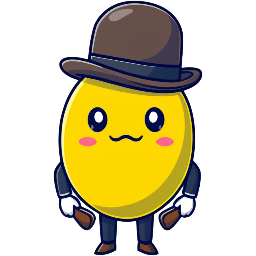 anime lemon character with monocle, necktie, and bowler hat emoji