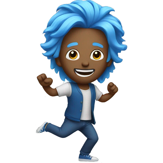 Man in blue hair dancing emoji