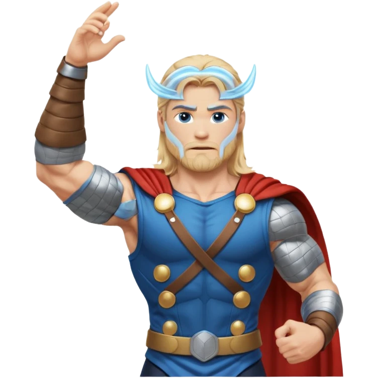 The hero Thor proudly holds the balance of justice in his raised hand. emoji