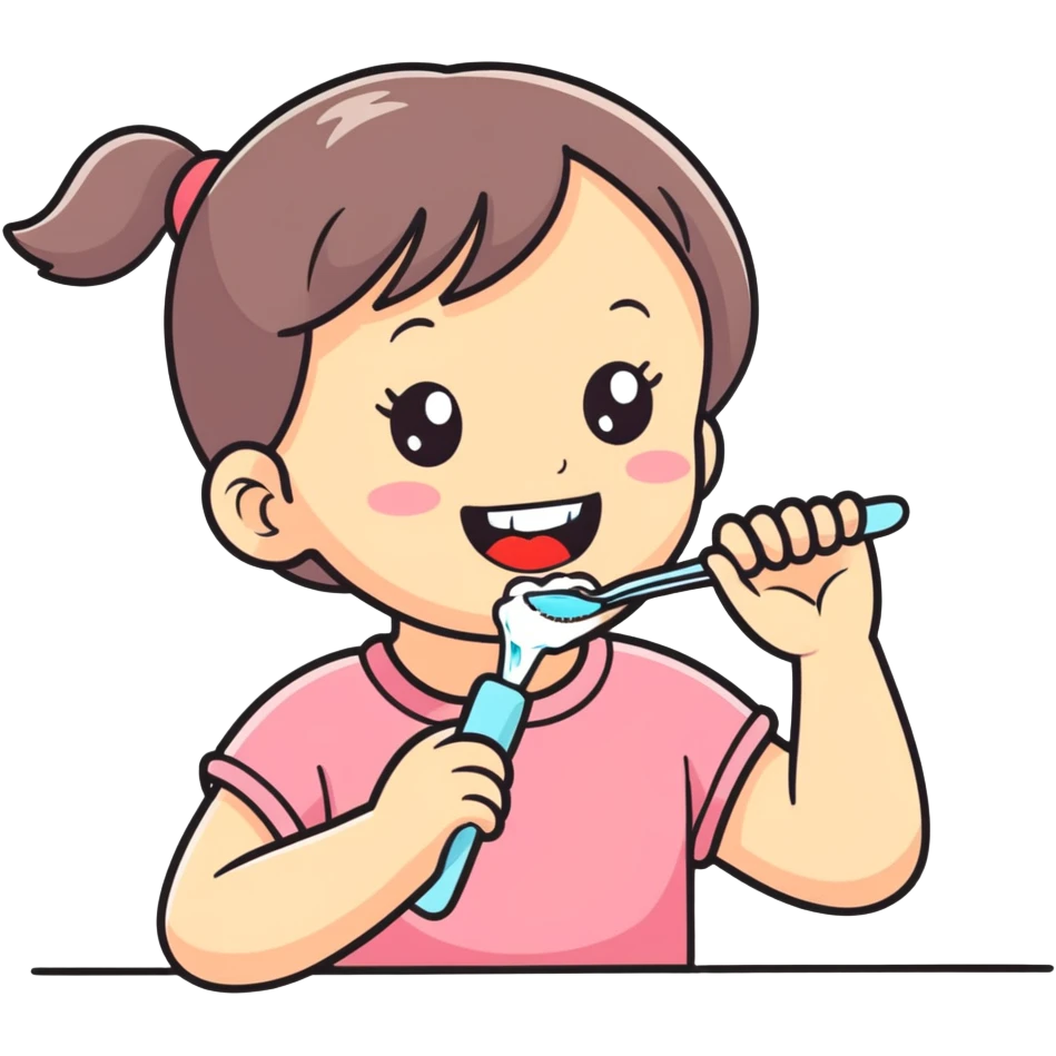 Little girl brush her teeth  emoji