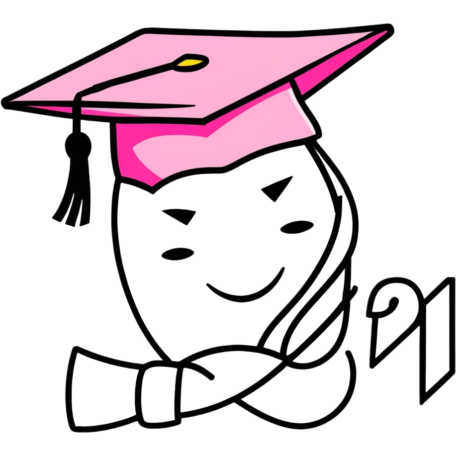 Class of 2025 in pink with graduation hat emoji