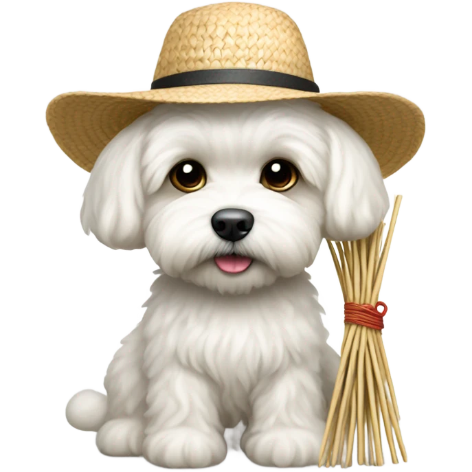 Bichon maltese working as farmer  emoji