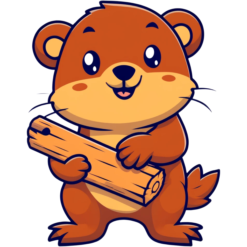 happy beaver with wood emoji