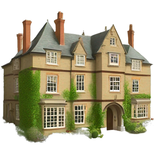19th century English manor house with garden emoji