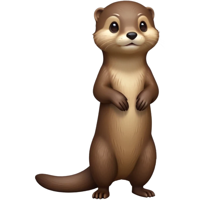 cinematic-noble [otter]-realistic-full-body-standing-emoji,-tail-tucked-close,-head-tilted-dramatically,-sleek-[brown]-fur,-simplified-yet-realistic-focused-features,-highly-detailed,-glowing-with-an-almost-sarcastic-glow  emoji