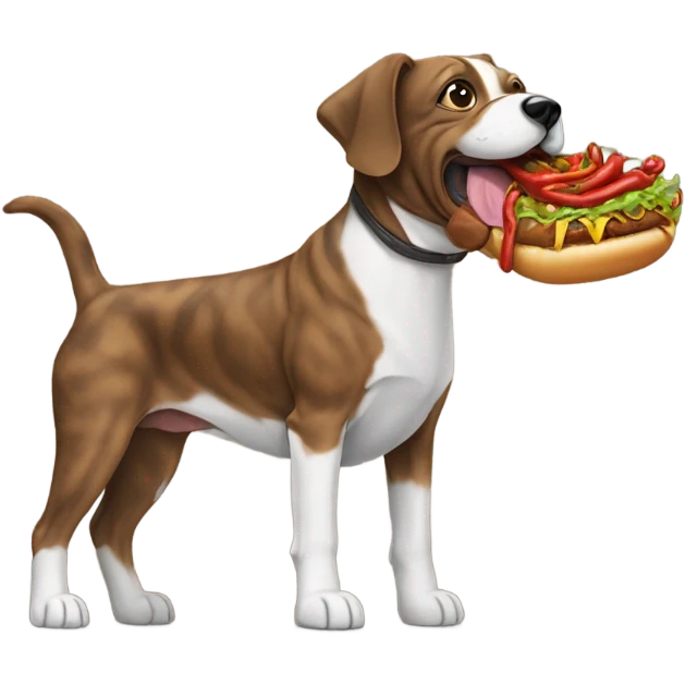 Brindle dog with chili dog  emoji